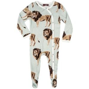 Milkbarn Bamboo Snap Footed Romper -- Lion NWT